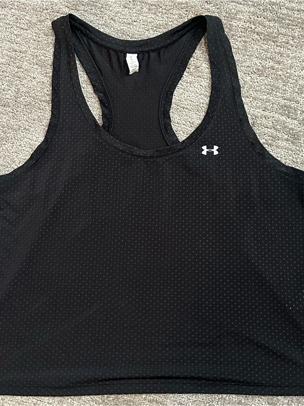 Under Armour Black Mesh Racerback Tank with White Logo